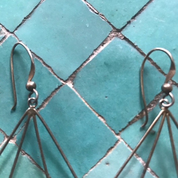 Beautiful BoHo nouveau style earrings 925 &celadon green stones - Picture 4 of 5